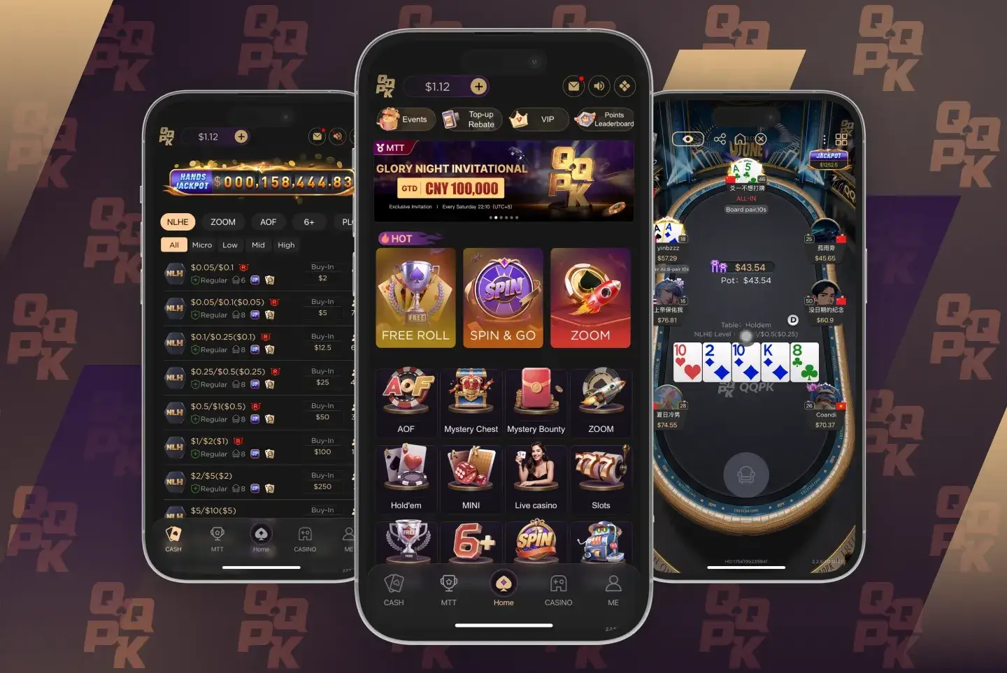 QQPK QQPoker 手机客户端界面展示